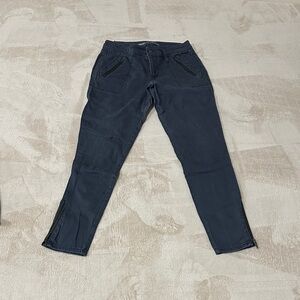Dark Blue Skinny Pants with Zipper Details